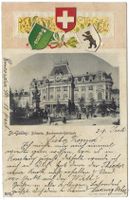 St.-Gallen :  Schweiz.  Bankverein-Gebäude mit Wappen