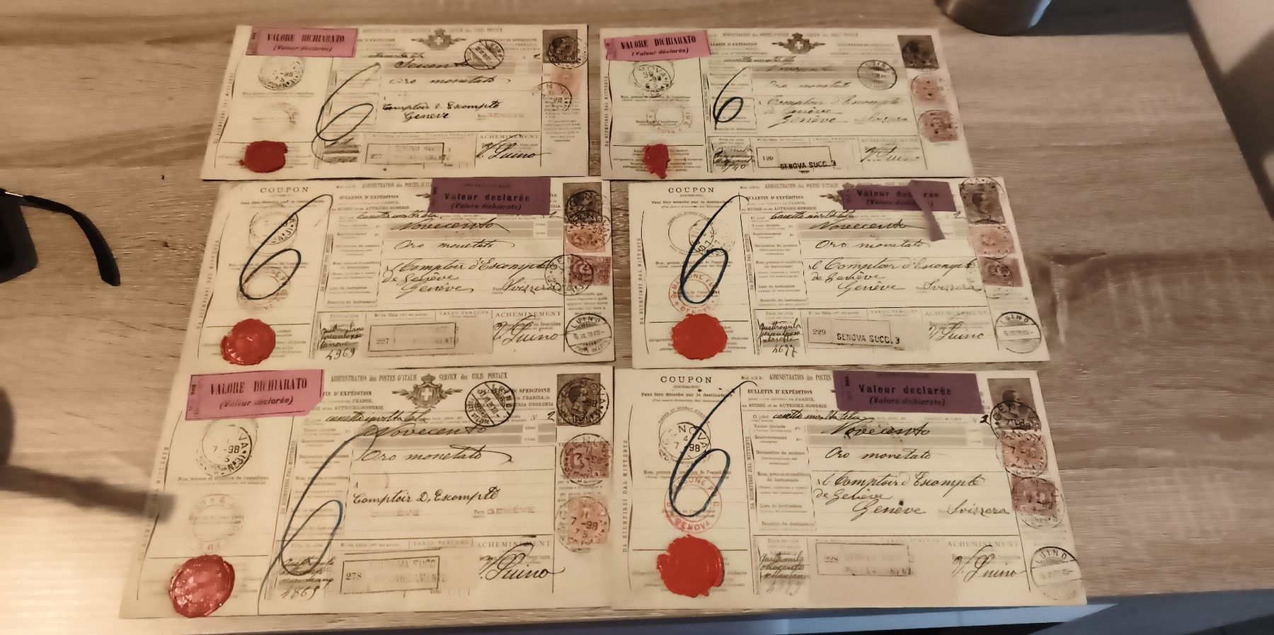 Alle Briefmarken: Ensemble de 7 documents anciens avec cachets et timbres – Gebraucht aus Prilly von jor_x27s