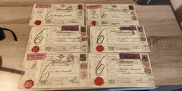 Ensemble de 7 documents anciens avec cachets et timbres