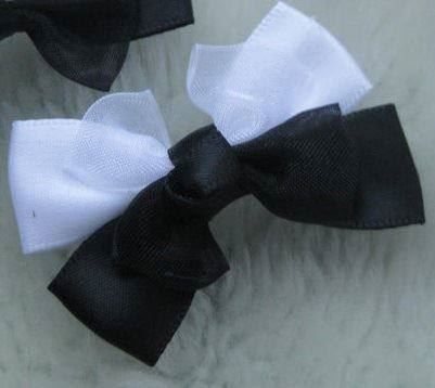 Noeud 2 tons satin organza 5cm Noir/BL