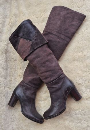 STIEFEL FRANCO RUSSO NAPOLI 36 OVERKNEES LEDER BOOTS SCHUHE