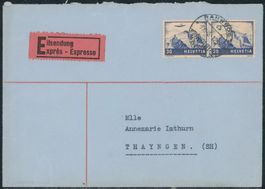 1945 - Flugpost - Brief - MeF - Bahnstempel