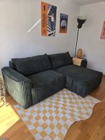 Schlafsofa Cordstoff dunkelgrün mit Stauraum