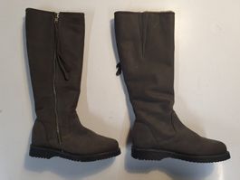Lederstiefel Schafwolle grau grösse 37