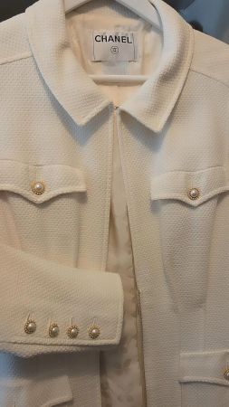 Chanel Tweed/Blazer in Weiss, Grösse 38/40, Top Zustand!