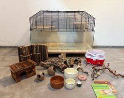 Käfig für Rennmäuse mit Einrichtung