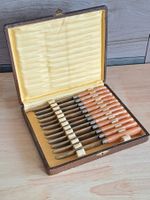 Antikes Set Dessert Besteck 6 Messer Messing