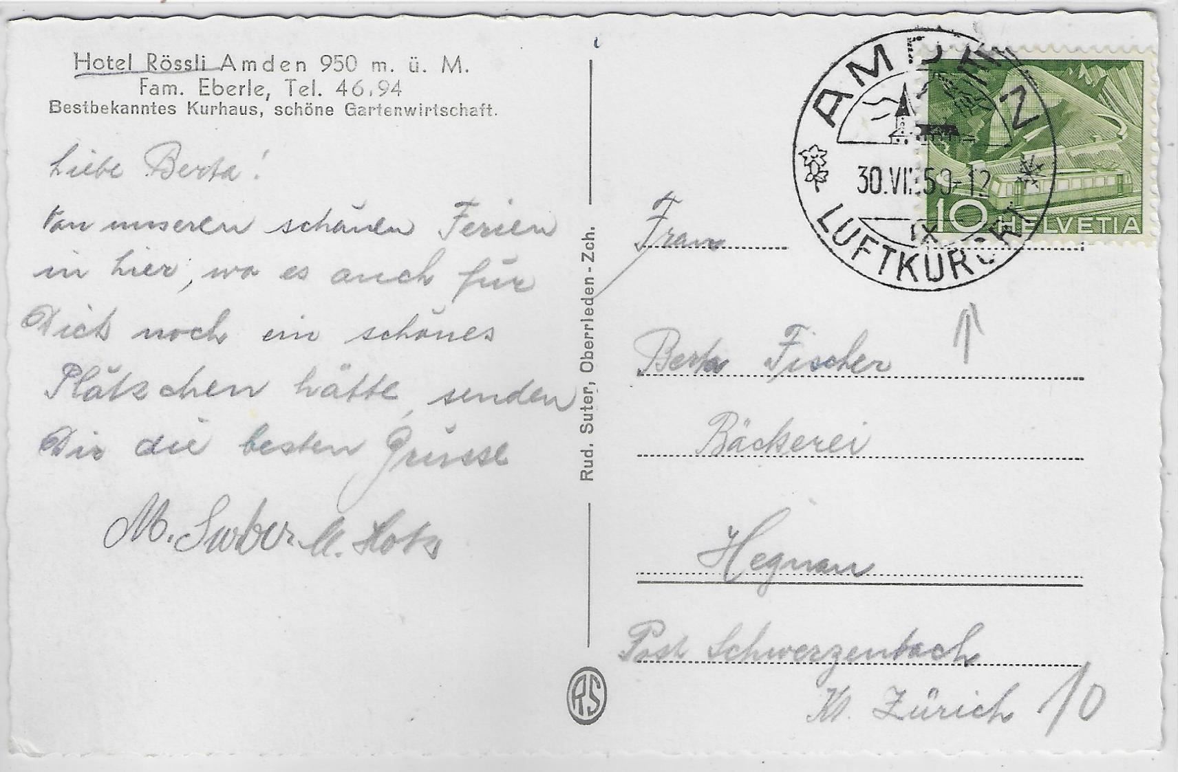 Cartes postales: Amden - Hotel Rössli – D'occasion à Ettingen par Kartenplanet 1