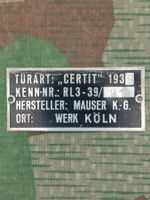 Herstellerschild von Tür 2. Weltkrieg
