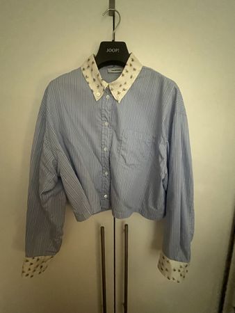 Sandro Hemd, Gr. 38, blau gestreift, mit Blümchenmuster