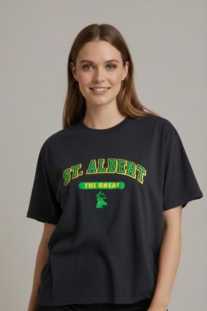 Jerzees St. Albertus Magnus Schwarzes T-Shirt - Größe M