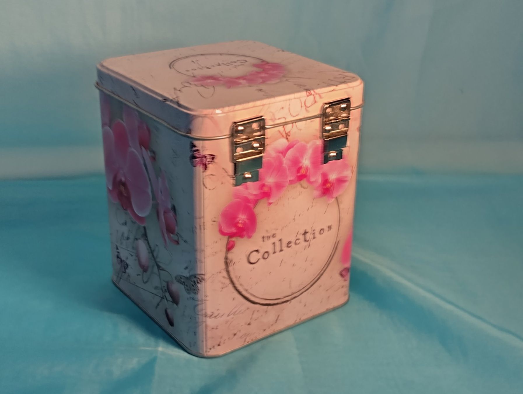 Sonstige Dekorationen & Accessoires: Blechbüchse mit Orchideen, pink-weiss – Gebraucht aus Bellach von JingleCherry 2