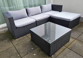 Rattanlounge MALIBU schwarz/anthrazit