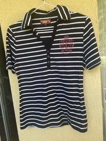 Poloshirt von Fen, schwarz/weiss gestreift, Gr. S, Top! (49)