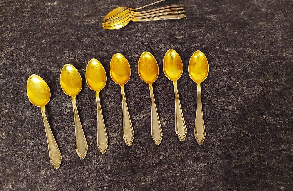 Cucchiai: Moccalöffel versilbert und vergoldet – Usato da Hägglingen venduto da bianco04 1