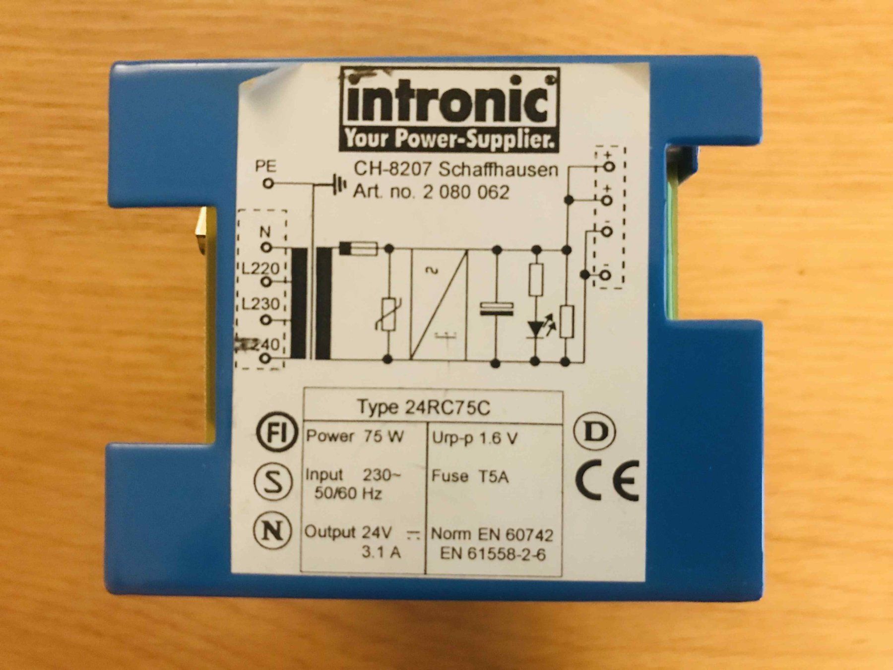 Elektronikbauteile: Einphasen - Netzteil ungeregelt, 220VAC / 24VDC Intronic – Gebraucht aus Schaffhausen von Jove1