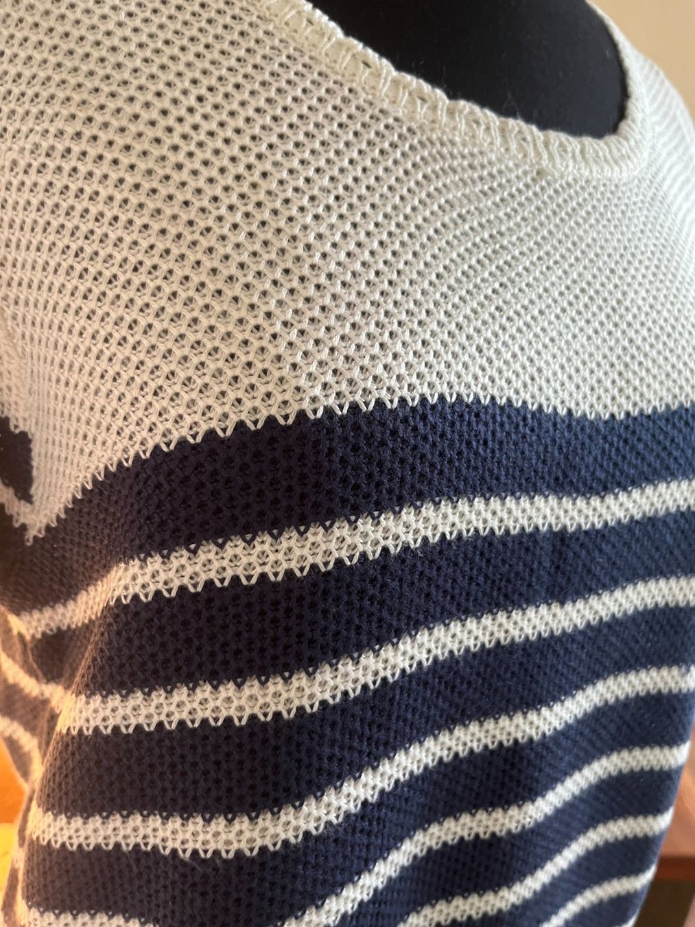 Tops: Pull d'été rayé bleu et blanc - épaules dénudées, S – Gebraucht aus Seiry von vanille08 3