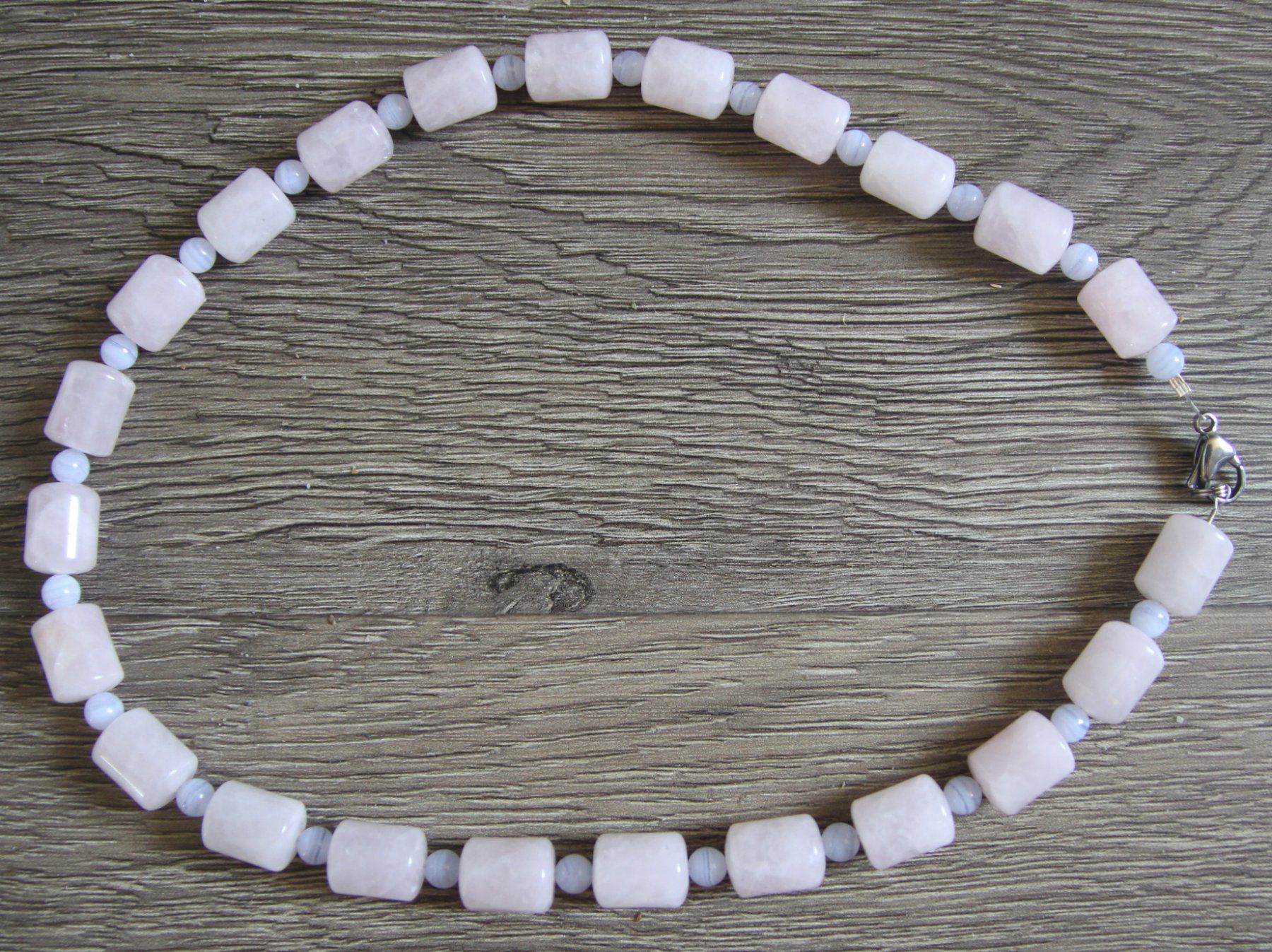 Ketten: NEU: Rosenquarz Chalcedon Edelstein Kette Collier – Neu (gemäss Beschreibung) aus Matten b. Interl von EdelsteineInterlaken 3