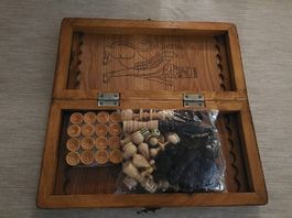 Holz Schach/Backgammon/Dame Spiel, Handarbeit, Top! (52)