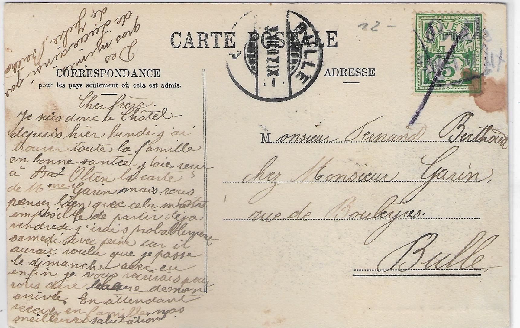Cartoline postali: Chatel St.-Denis - Vue generale – Usato da Ettingen venduto da Kartenplanet 1