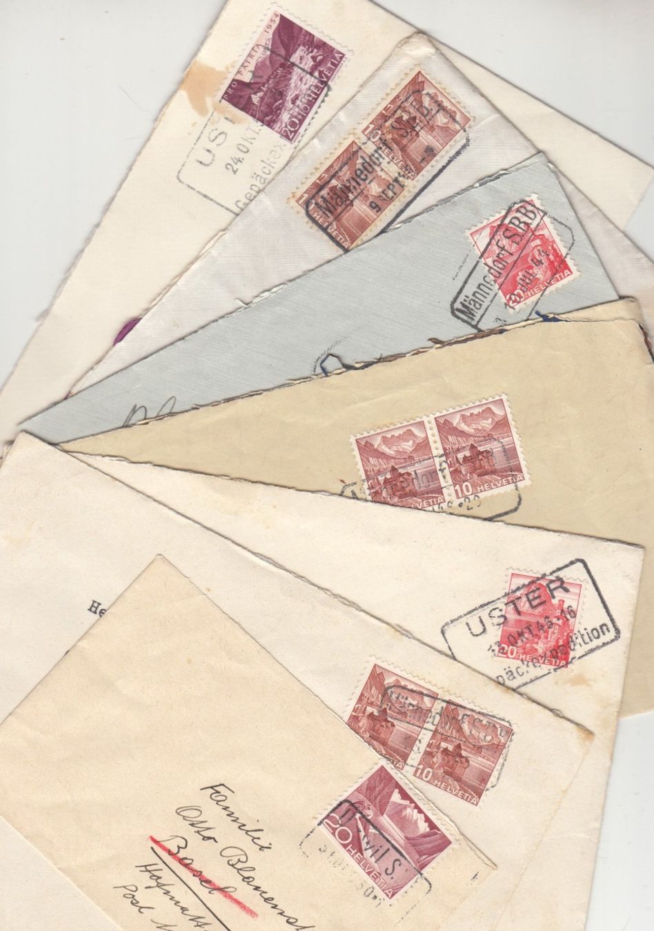 Alle Briefmarken: Bahnstempel 40er/50er Jahre 7 Briefe – Gebraucht aus Bürglen TG von StampGraf