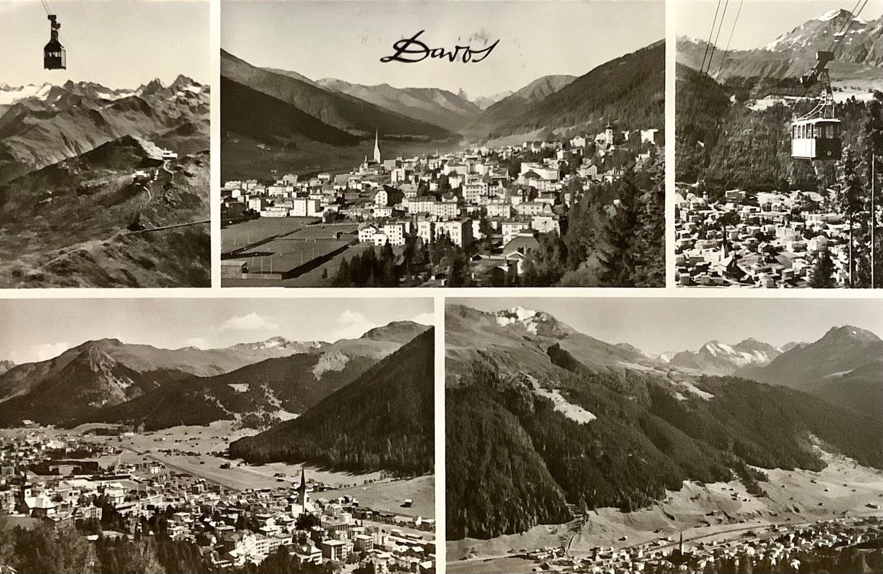 Cartoline postali: 1962 - DAVOS Mehrbild - Luftseilbahn – Usato da Root venduto da ENGLAND-TREASURES 1