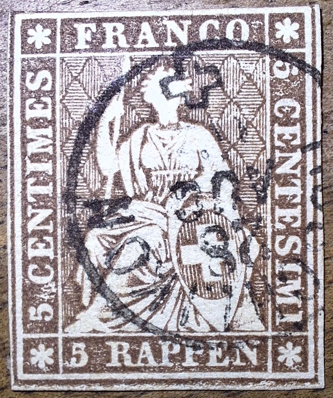 Alle Briefmarken: Strubel 22G kat. 40.- SF stark nach oben versezt – Gebraucht aus Balgach von SIMEON27