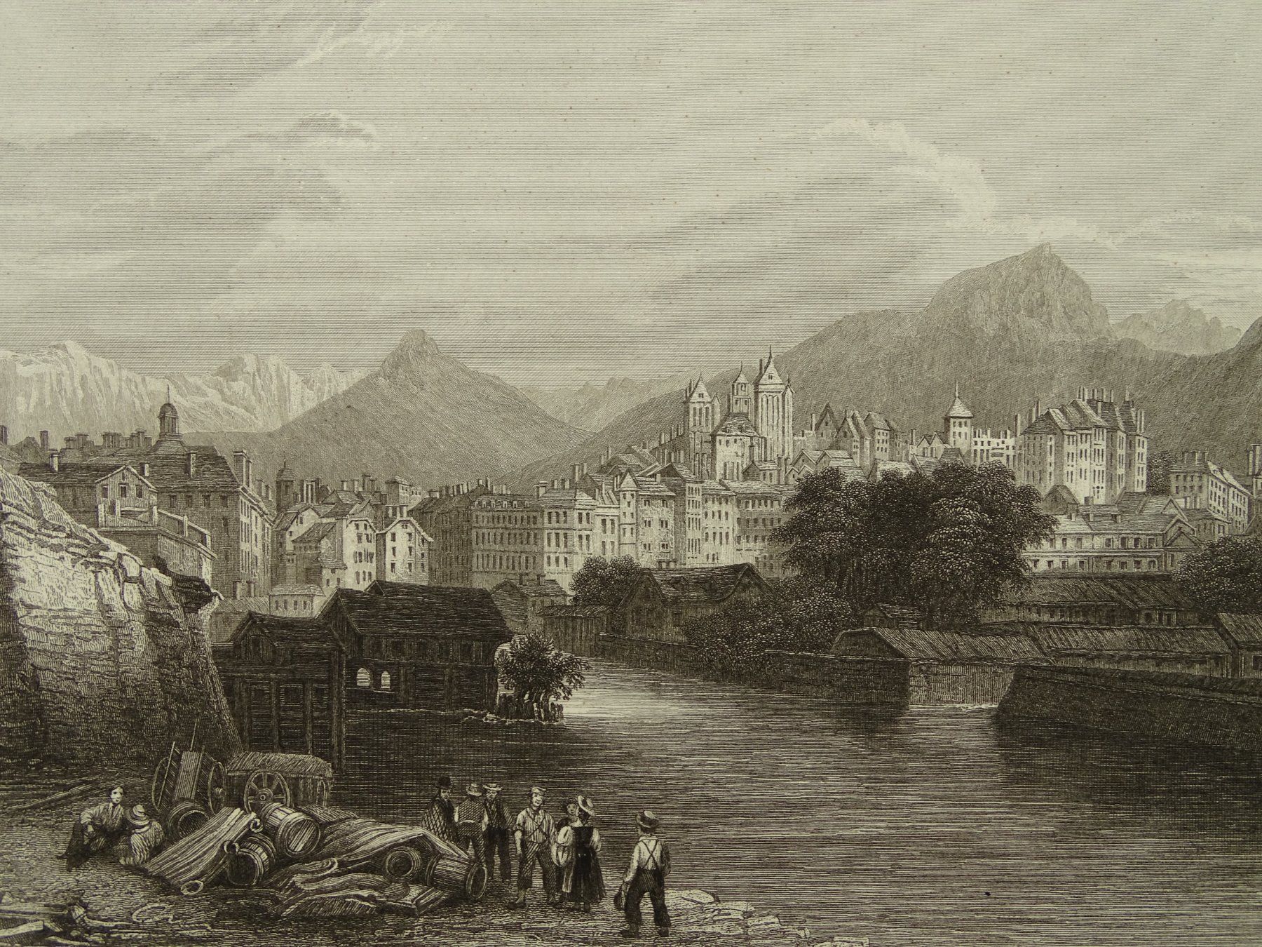 Incisioni: GENF, GENÈVE, STAHLSTICH 1859 – Usato da Grüningen venduto da Kartensammler 2