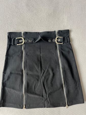 Edgy Biker/Gothic Minirock Schwarz mit Zippern