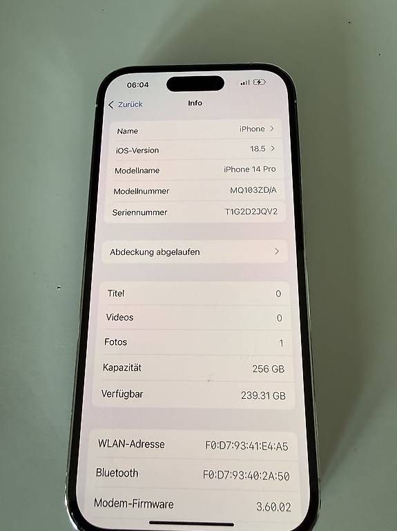 Apple Portables: Apple iPhone 14 Pro  256 GB  Silber – D'occasion à Büron par Ste_7lb6 2