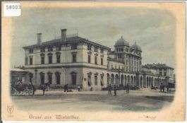 Gruss aus Winterthur - Bahnhof - animee - coloriert 1899