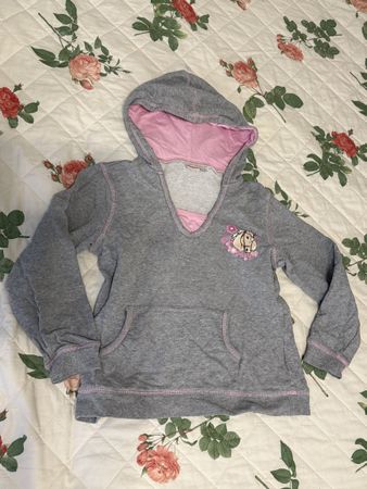 Kapuzenpullover mit Pferd Motiv grau Grösse 140/146