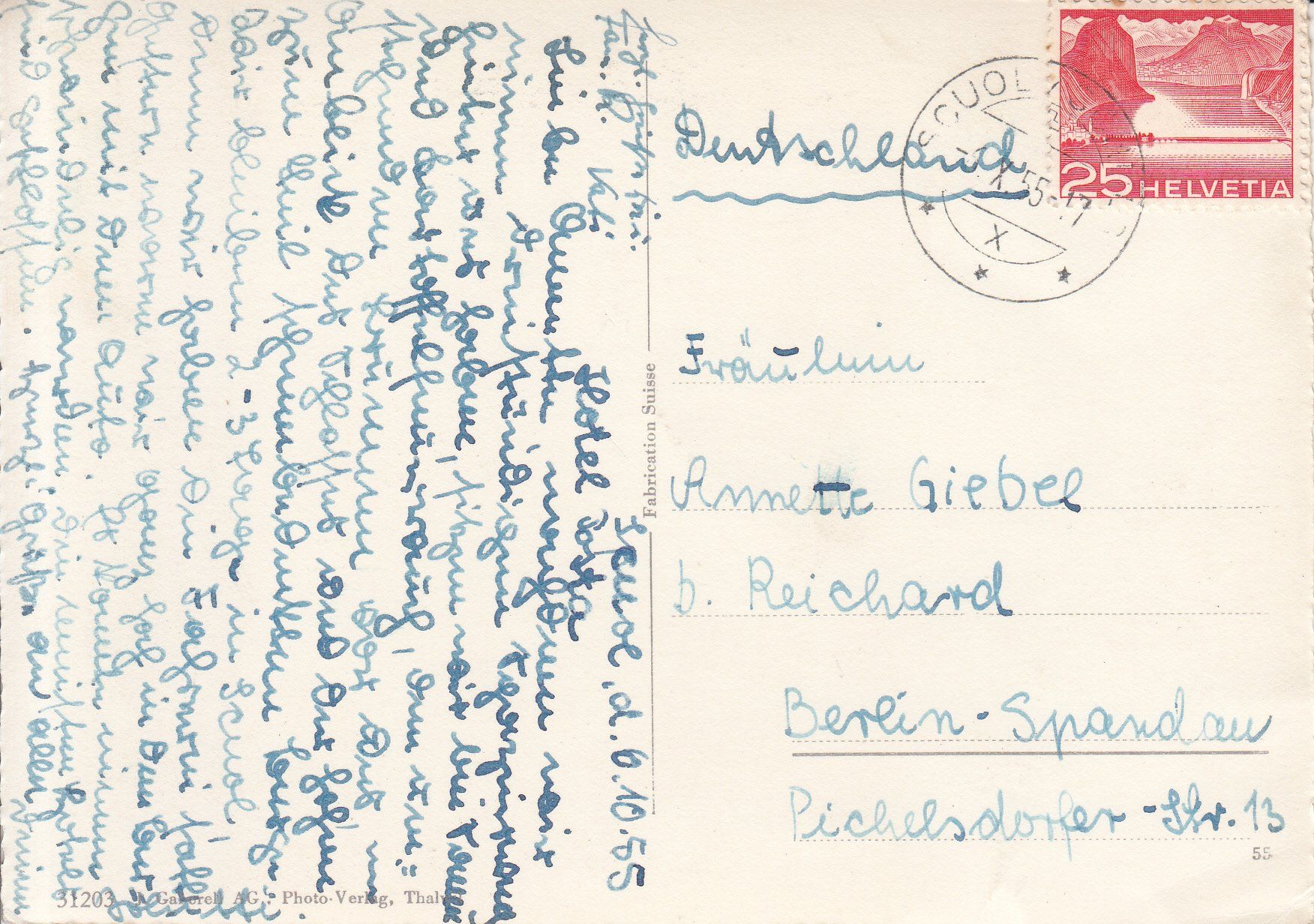 Ansichtskarten: Tarasp 1955 – Gebraucht aus Bürglen TG von StampGraf 1