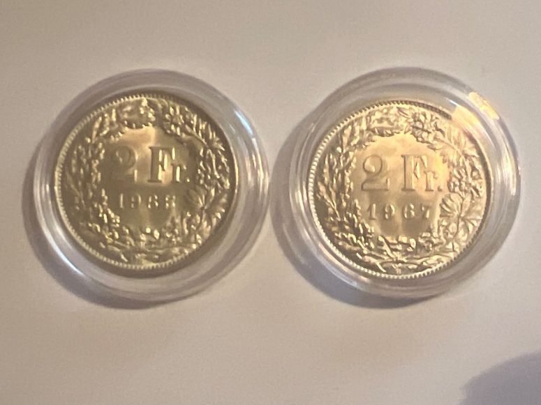 2 Frs / CHF - 1965 et 1967 - Argent - Suisse (Gebraucht) in Genève für ...