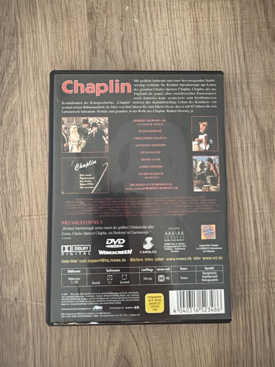 Tutti i DVDs: Chaplin (1992, Robert Downey Jr.) DVD – Usato da Hagendorn venduto da masterchieff 1