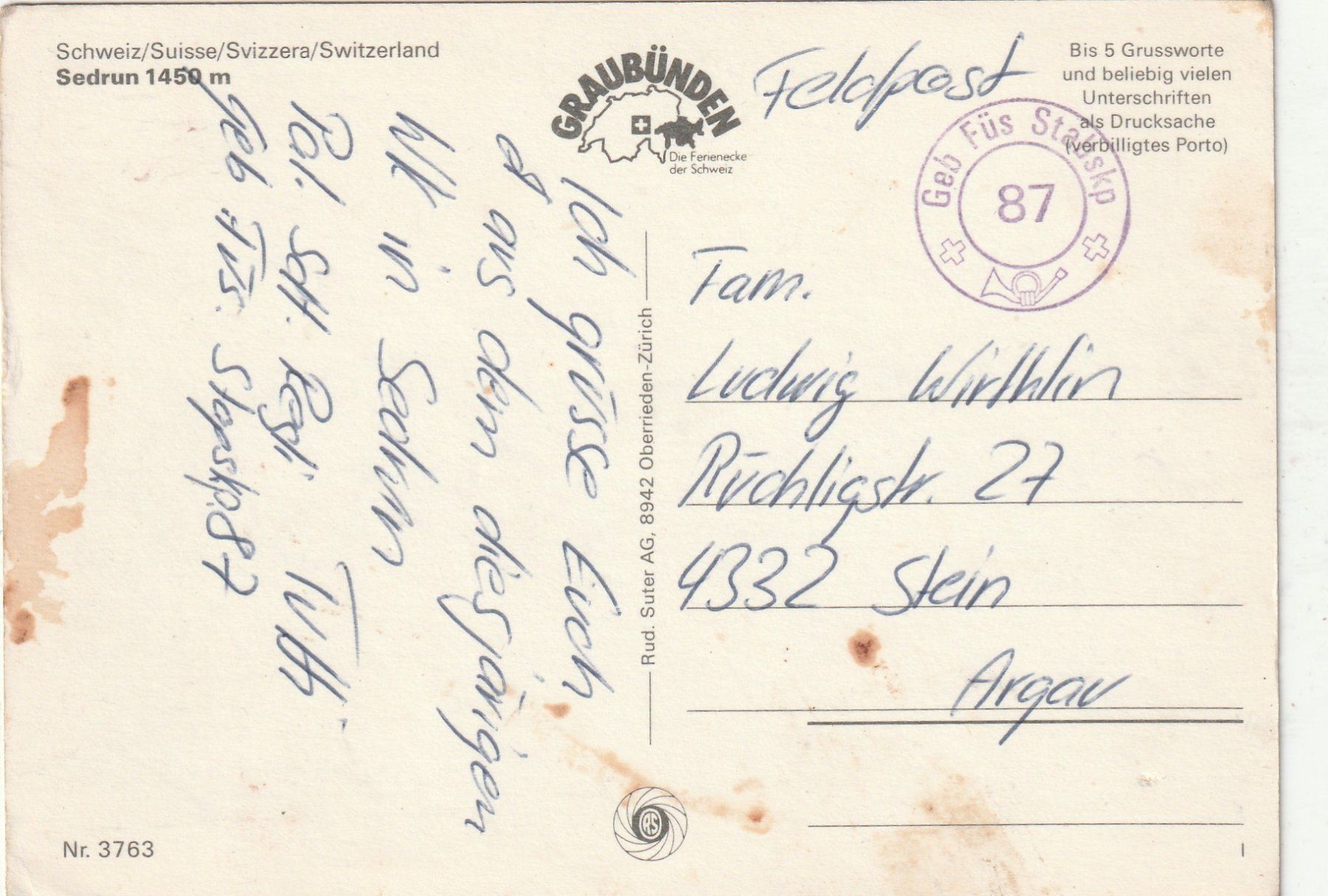 Ansichtskarten: Sedrun – Gebraucht aus Lumbrein von made02 1