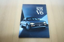Peugeot 505 V6 Prospekt Jahrgang 1987 Französisch
