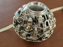 925er Silber Jerusalem Kugel Kerzenständer 162gr Top Israel