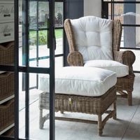 Riviera Maison Sessel Nicolas mit Hocker Rattansessel