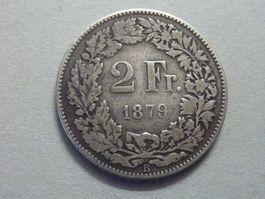 Alter Ungereinigter Silber 2 Fränkler  1879