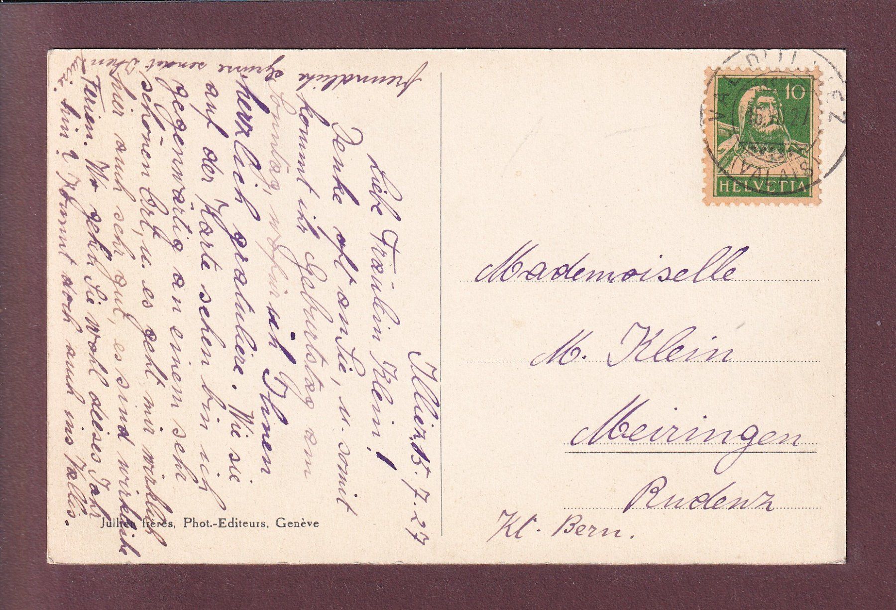 Ansichtskarten: CHAMPERY - Calvaire et Dents Blanches - 1927 – Gebraucht aus Pully von nicecards 1