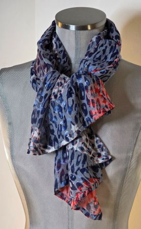 CECIL sommerliches Foulard blau rot Leopard 150x57cm Baumw