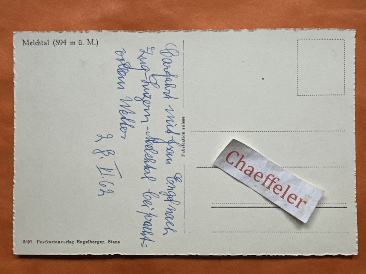 Cartes postales: 1962  Melchtal – D'occasion à Zürich par Chaeffeler 1