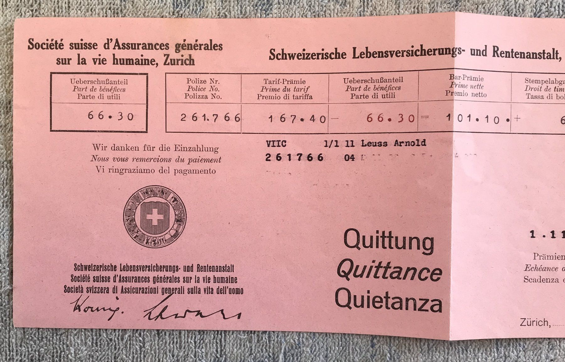 Documenti: HISTORISCHES DOKUMENT RENTENANSTALT 1936 – Usato da Ostermundigen venduto da wini63 2