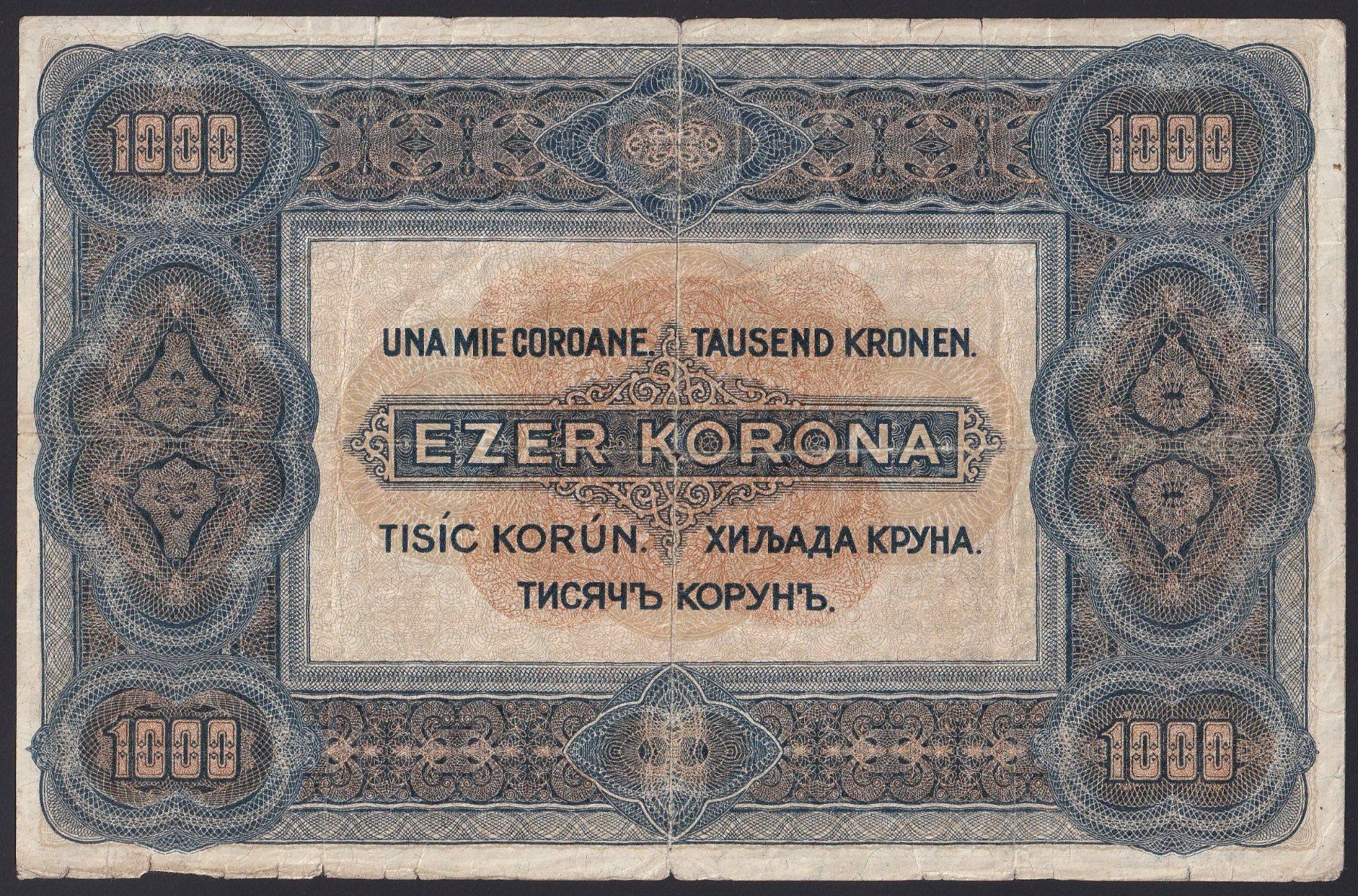 Banconote: Ungarn 1000 Korona 1920 – Usato da Brugg AG venduto da banknoten_muesli 1