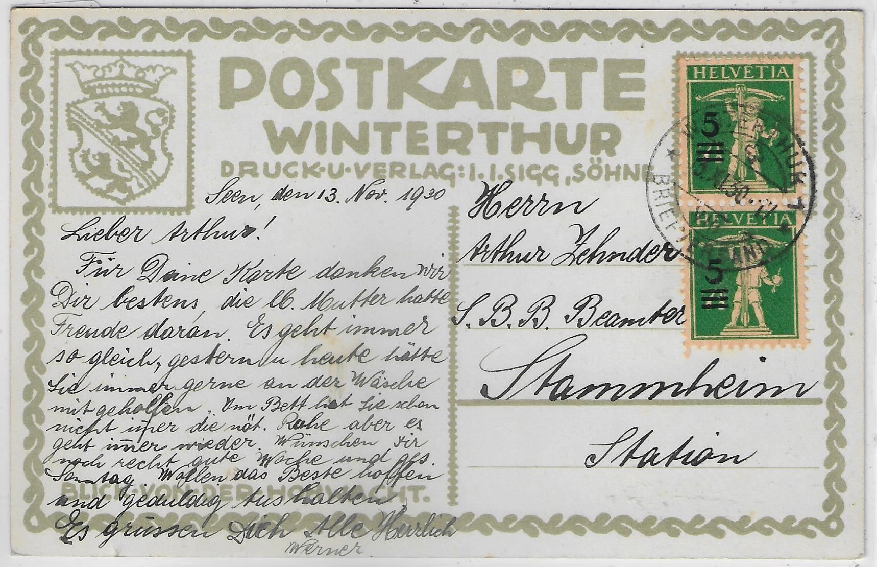 Cartoline postali: Winterthur - Blick von der Hohwacht – Usato da Ettingen venduto da Kartenplanet 1