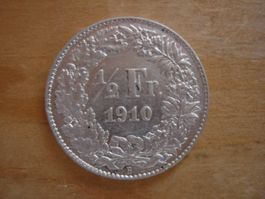 (C1) 1/2 Franken 1910 UNZ-