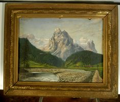 Wetterhorn Oel auf Karton mit Widmung