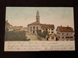 Ansichtskarte Thalwil Kirche gelaufen im Jahr 1901