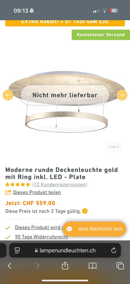 Lampadari & plafoniere: Paul Neuhaus LED Deckenleuchte rund gold – Usato da Zürich venduto da vik_wzv8 2